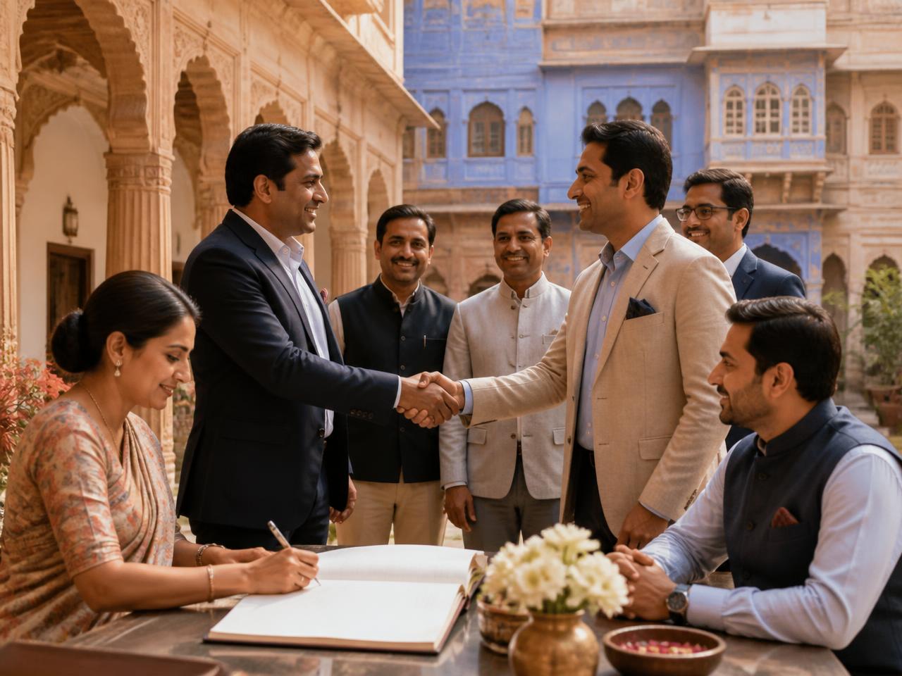 Hospitality owners joining the JHARA membership register in Jodhpur